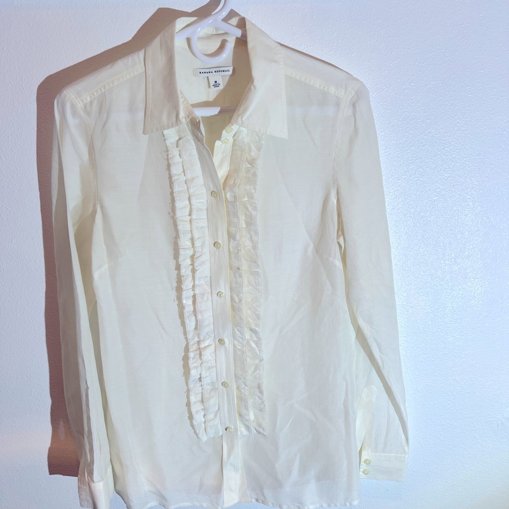 Off White Beautiful Banana Republic Tuxedo Style Blouses, Size Medium